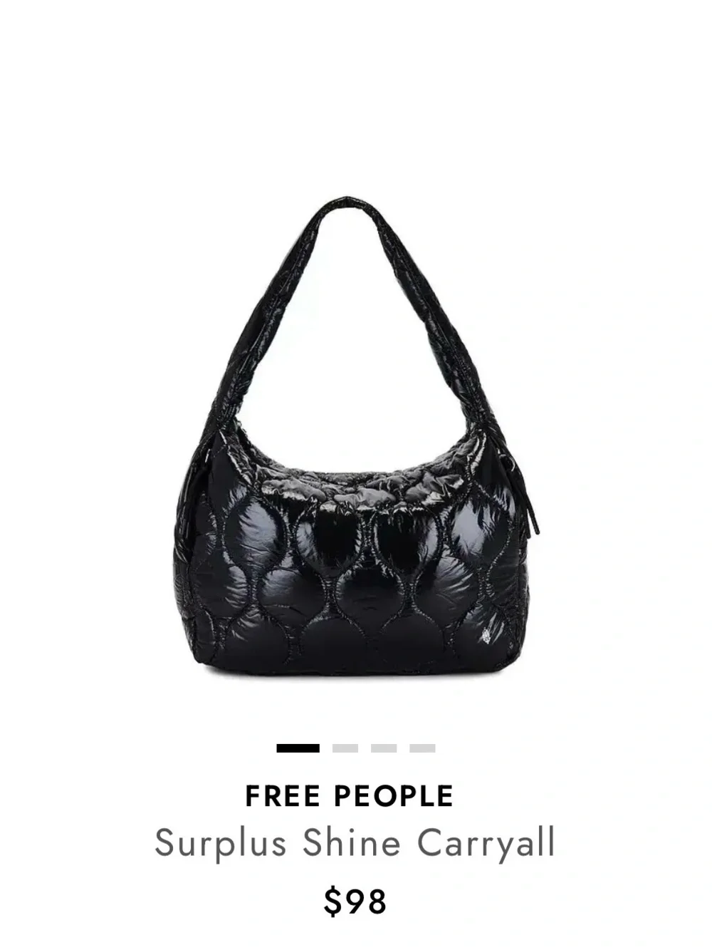 fp movement free people surplus shine carryall black patent puffer bag nwt